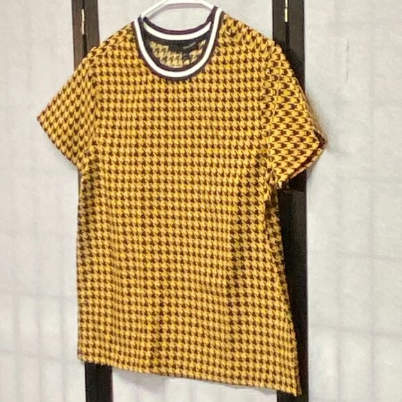 Harve Benard Print Series Cap Sleeve Stretch Band Crew Neck Houndstooth Top M - Picture 4 of 13